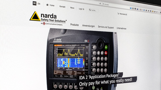 Screenshot der Startseite der narda Safety Test Solutions